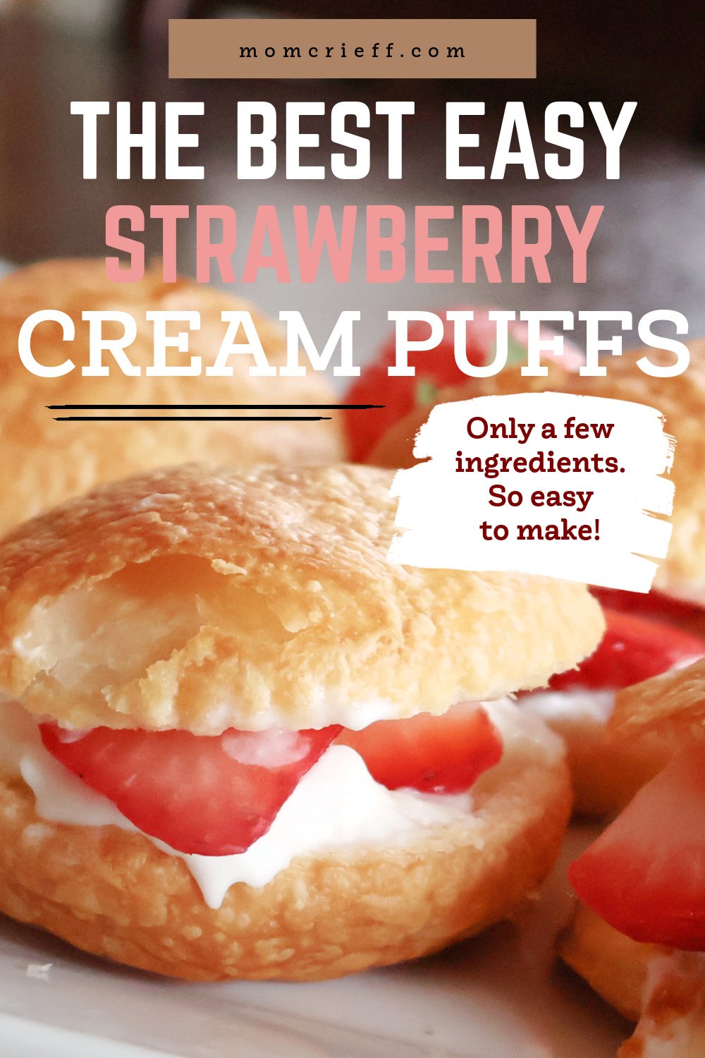 strawberry cream puffs pin image