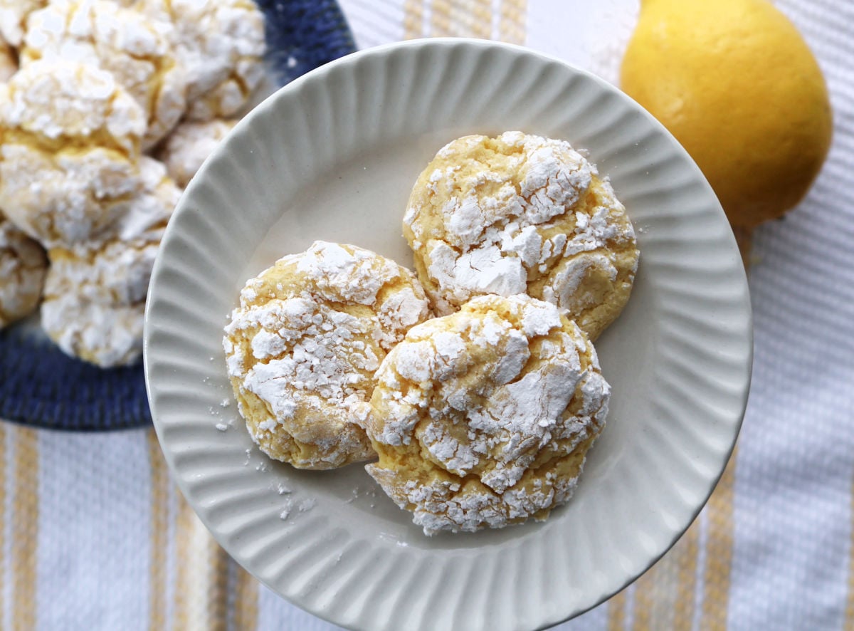 lemon cool whip cookies on a white plate