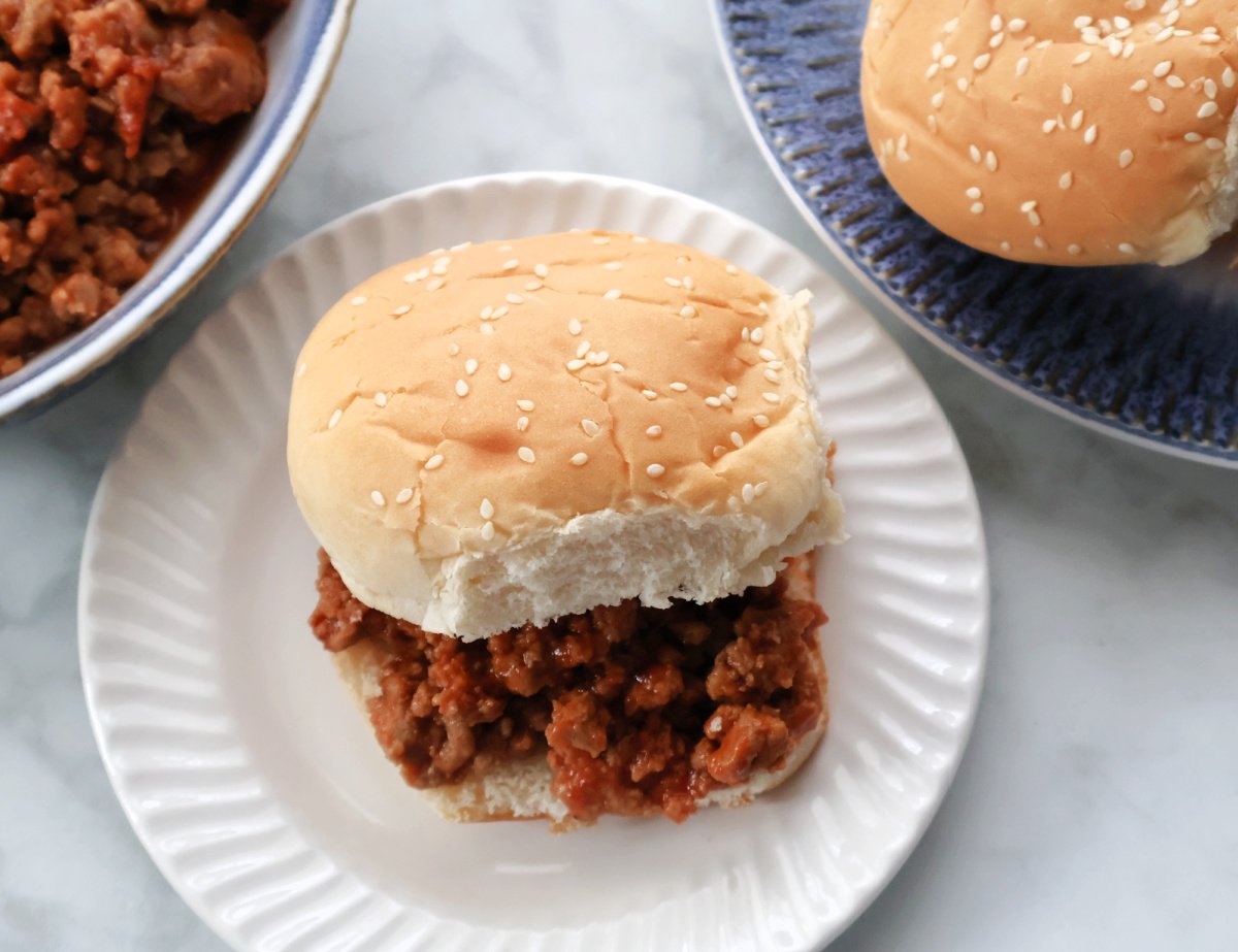 Sloppy Jane sandwich served as a family dinner.