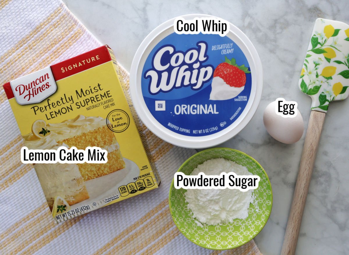 ingredients for lemon cool whip cookies