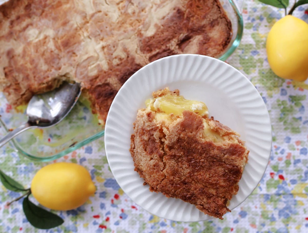 piece of lemon cream cheese dump cake