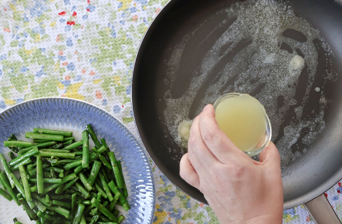 making sauce for asparagus