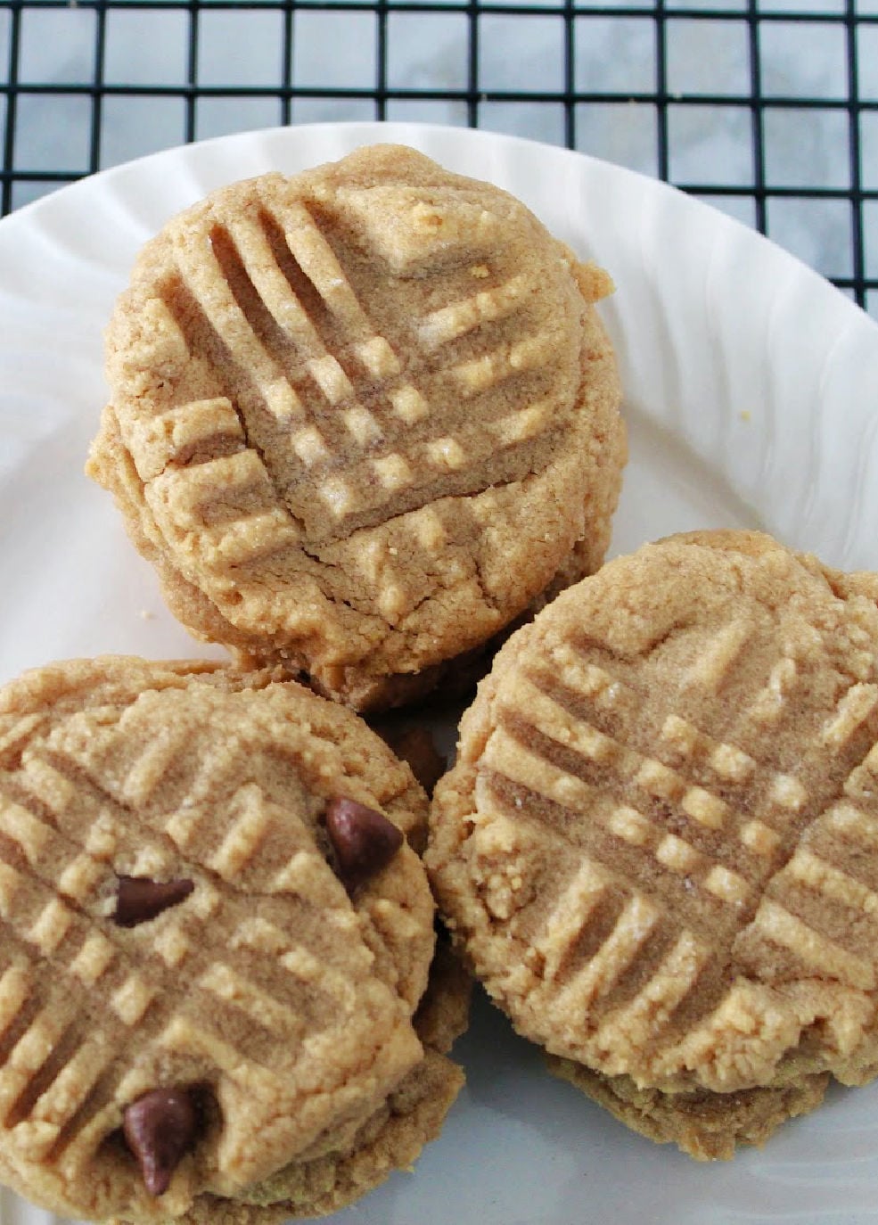 easy peanut butter cookies on a plate. made with 3 ingredients.